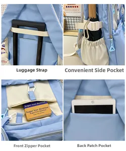 Detail view of laptop compartment, anti-theft back pocket and luggage strap on backpack