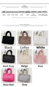 Informations de taille et options de couleur pour le grand sac fourre-tout en peluche