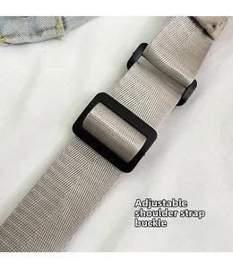Detail of adjustable nylon shoulder strap with plastic buckle for shoulder bag