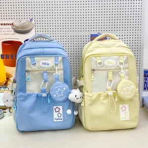 Korean Style Large Capacity Nylon School Backpack For Students Ins Style Breathable Lightweight Casual Daypack With Mini Bag Cloud Charm