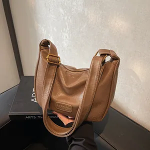 Sac Hobo Vintage en Cuir PU pour Femme Texture Plissée Sac à Bandoulière Dumpling Bag Sac à Main Décontracté de Bureau