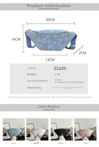 Size specifications and multi-color options for floral oxford fabric chest bag
