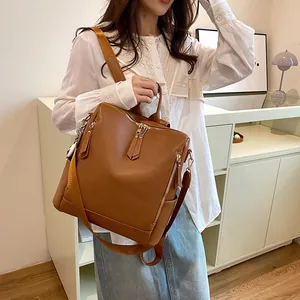 Damen Koreanische Mode PU Leder Rucksack Hohe Kapazität Wasserdicht Mehrzweck Schultertasche Casual Pendeln Schule Büchertasche