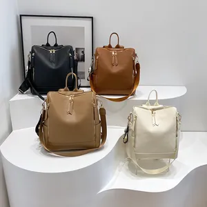 Modischer Damen Rucksack aus Kunstleder in vier Farben, groß und wasserfest für den Alltag