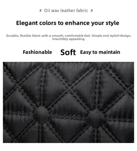 Dettaglio dello zaino in nylon nero con motivo geometrico trapuntato e tessuto robusto