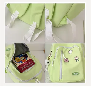 Détails d'un sac à dos vert menthe à grande capacité avec bretelles réglables et poches