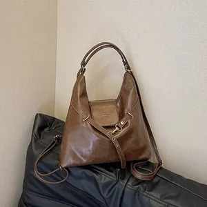 Bolso hobo vintage marrón para mujer con correa ajustable, estilo de moda para 2025
