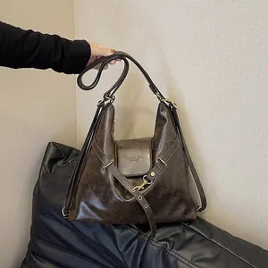 Mochila vintage de cuero marrón para mujer con gran capacidad y correa de hombro ajustable