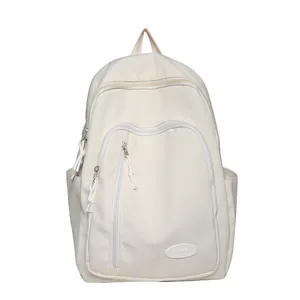 Sac à dos de voyage beige minimaliste pour étudiants avec grande capacité et multi-poches