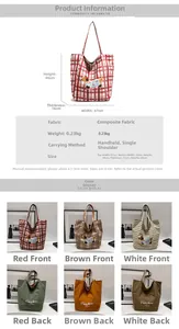 Detailed size guide for large canvas tote bags with material and color specifications