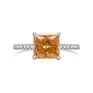 Princess Cut Moissanite 925 Sterling Zilveren Ring Met GRA-certificaat Luxe Pave-zetting Verloving Bruiloft Sieraden Voor Vrouwen