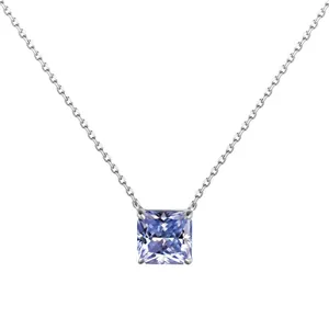 Collier avec pendentif Moissanite violet clair 3CT et chaîne en argent S925