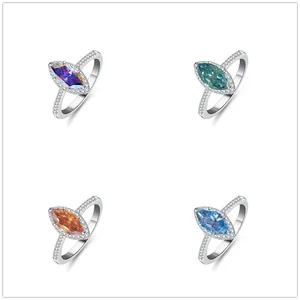 Lussuoso Anello in Argento Sterling 925 con Moissanite Taglio Marquise Halo Anello di Fidanzamento per Donna Gioielli Eleganti