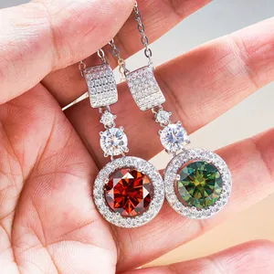 925 Sterling Silver 18K Gold Plated Large Round Moissanite Pendant Necklace With Halo Design Sparkling Jewelry Gift With GRA Certificate For Women