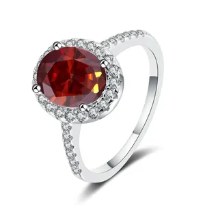 Luxury 925 Sterling Silver Moissanite Ring Oval Cut Halo Design Elegant Wedding Engagement Band For Women Fine Jewelry Gift