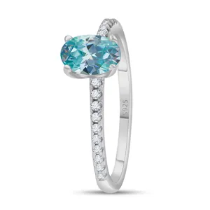 Oval Cut Moissanite Ring S925 Sterling Silver Platinum Plated Luxury Micro Pave Zirconia Wedding Finger Ring For Women Jewelry