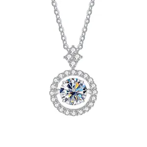 925 sterling zilveren halo moissaniet hanger ketting met een briljant geslepen steen
