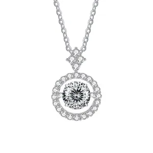 Klassieke 925 sterling zilveren halo moissaniet hanger ketting met bubble ketting