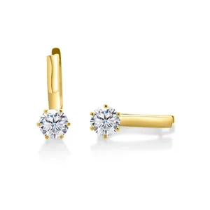 Eleganti orecchini moissanite a sei griffe in argento S925 con finitura dorata