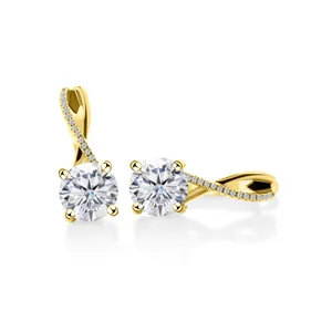 Elegant gold S925 sterling silver moissanite drop earrings with twisted pave setting