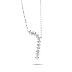 Minimalist 925 sterling silver necklace featuring a unique curved pendant with 12 moissanite stones