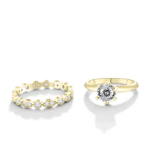 Detailopname van het S925-keurmerk op de met 18K goud vergulde moissanite ringenset