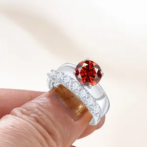 Luxe 2,7ct Moissaniet Ringenset 925 Sterling Zilver Dubbellaagse Verlovingsringen Trouwringen Voor Vrouwen Sieraden Met GRA-certificaat