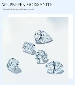 Macro-opname van moissanite edelstenen in peer-, smaragd- en briljant geslepen vorm