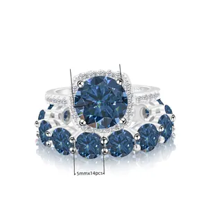Lussuoso Set Di Anelli In Argento Sterling 925 Con Moissanite Anello Di Fidanzamento Halo E Veretta A Giro Per Donna Regalo Di Nozze Con Certificato Gra