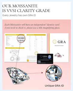 Gedetailleerd GRA-certificaat en garantiekaart voor VVS1 moissanite diamant met gravure