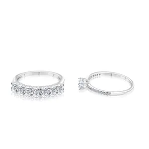 Sparkling S925 sterling silver classic multi-stone ring with round brilliant cut stones