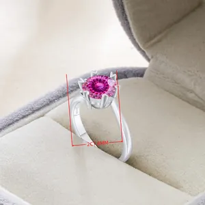Luxus Rundschliff Moissanit Ring 925 Sterlingsilber Sechs-Krallen-Fassung Funkelnder Diamant Verlobungsring Hochzeit Schmuck Für Damen
