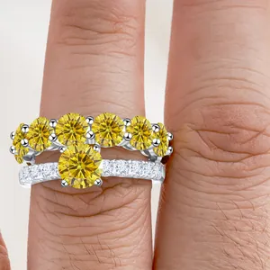 Luxe 8 karaat gele moissanite ringenset van 925 sterling zilver met GRA certificaat