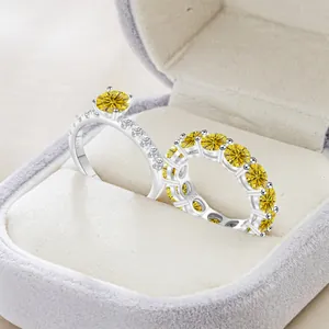 8CT moissanite trouwringset in S925 sterling zilver met gele stenen en GRA-certificaat
