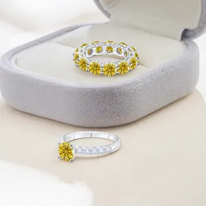8CT moissaniet ringenset in S925 sterling zilver met GRA-certificaat en gele edelsteen