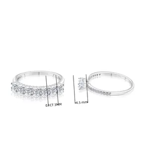 925 Sterling Silver Moissanite Ring Set For Women Luxury Round Cut Stackable Crown Engagement Ring Wedding Jewelry