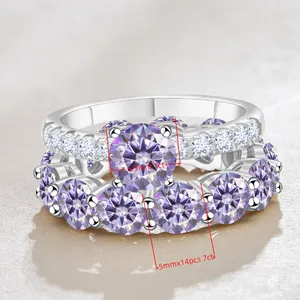 8 Karaat Moissanite Bruidsring Combinatie 925 Sterling Zilver Verlovingsring En Eternity Ring Met GRA Certificaat