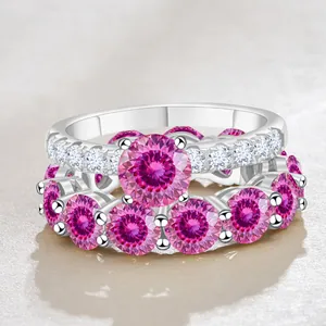 8CT roze moissanite ringenset in S925 sterling zilver met GRA-certificaat voor bruiloft