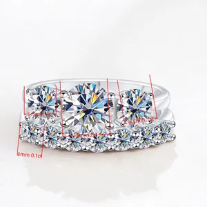 Luxe 925 Sterling Zilver Moissanite Ring Hoofdring En Bijpassende Band Voor Vrouwen Fonkelende Verlovingssieraden