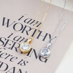 Classic 2ct D color moissanite pendants in silver and gold plating on S925 chains