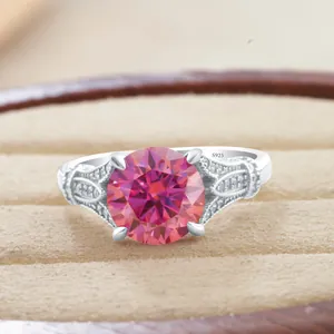Luxe Ronde Slijpvorm Moissaniet Ring Set 925 Sterling Zilver Verloving Bruiloft Sieraden Voor Vrouwen Met GRA Certificaat