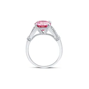 Luxe 3-karaats roze moissanite ring van sterling zilver met micro-pave accenten