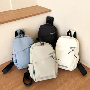 Sac de Poitrine Unisexe en Nylon Léger Avec Bande Réfléchissante Petit Sac à Dos Bandoulière Pour Randonnée Sport Quotidien Voyage