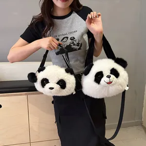 Süße Umhängetasche in Pandaform aus Plüsch Für Damen Mädchen Große Kapazität Kunstpelz Cartoon Tier Schultertasche Handtasche Geschenk