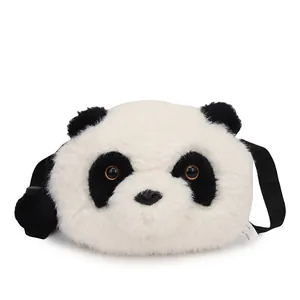Süße Panda Plüsch Umhängetasche mit Kunstfell und verstellbarem Gurt für Damen