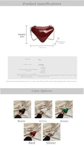 Dimensions détaillées et options multicolores pour le mini sac à bandoulière triangle