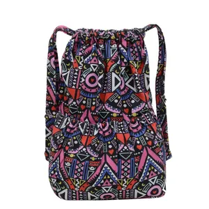 Sac à dos ethnique à cordon avec motifs géométriques colorés en toile résistante