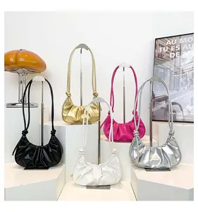Hobo shoulder bags featuring ruched design and thin knot straps in five vibrant colors