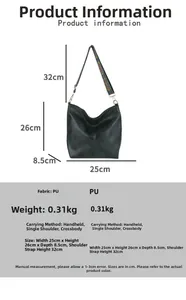 Detailed dimensions of dark green textured PU tote bag with patterned wide strap