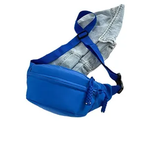 Minimalist bright blue crossbody waist bag with adjustable strap and durable zipper